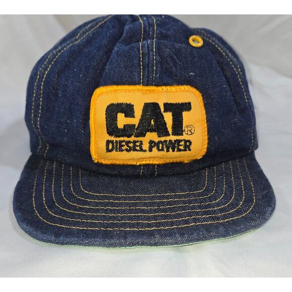 Vintage CAT Diesel Power Hat 1980s Vintage Dad Trucker Hat Denim Patch Snapback - Picture 2 of 9
